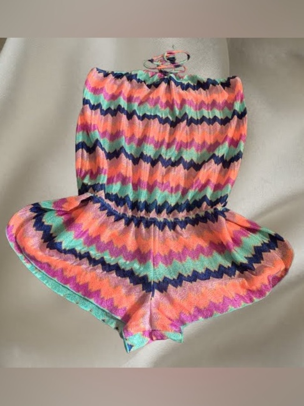 Victoria's Secret chevron romper swim cover-up multicolored shimmery size L